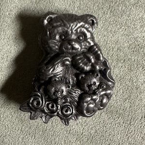 Vintage pewter Torino bear set earrings, necklace and pin.